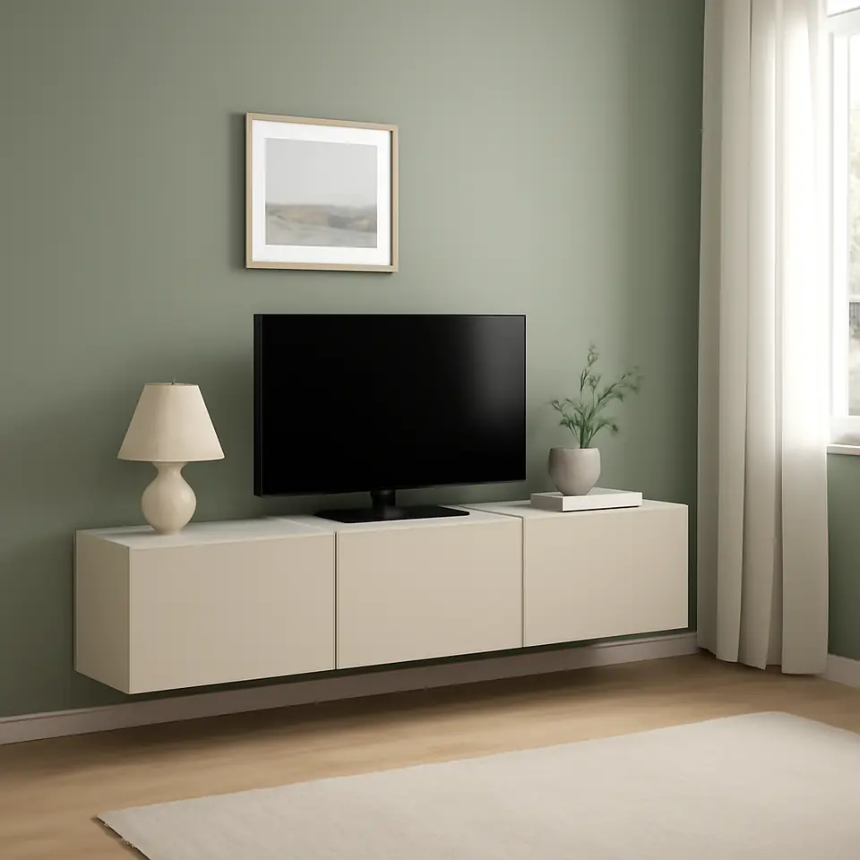 Møbelmontering BESTÅ Tv-bord med låger, hvid/Lappviken lysegrå/beige, 180x42x38 cm | Billig & Hurtig i København