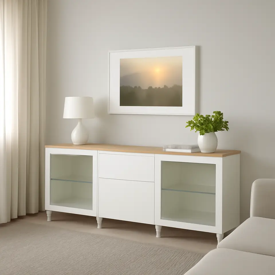 Møbelmontering BESTÅ Opbevaring med skuffer, Sindvik hvid/Lappviken/Stubbarp hvid, 180x42x76 cm | Professionel Møbelmontør