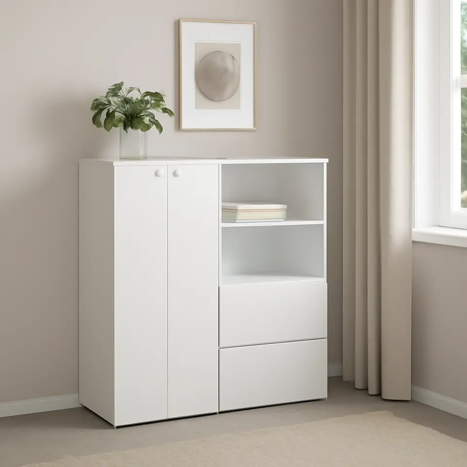 Møbelmontering SMÅSTAD / PLATSA Opbevaringskombination, hvid/hvid, 120x42x123 cm | Billig & Hurtig i København