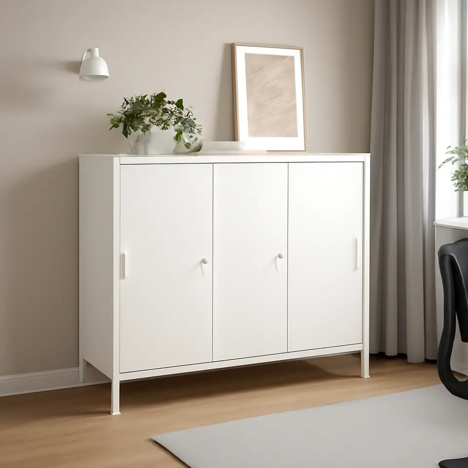 Møbelmontering TROTTEN Skab med skydedøre, hvid, 160×110 cm | Billig & Hurtig i København
