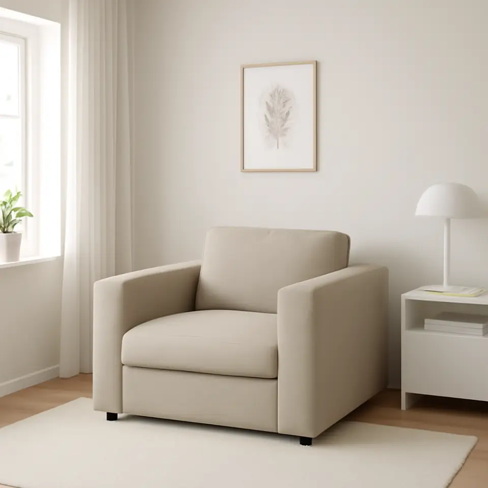 Møbelmontering VIMLE Lænestol, Hillared beige | Professionel Møbelmontør