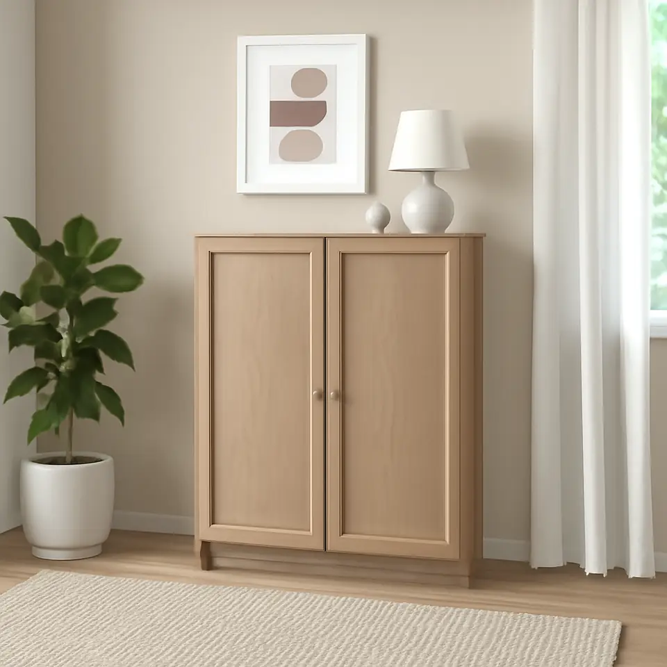 Møbelmontering BILLY / OXBERG Reol med døre, egetræsmønstret, 80x30x106 cm | Professionel Møbelmontør