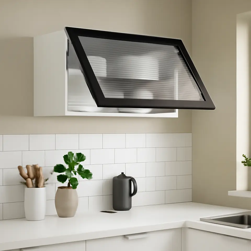 Møbelmontering METOD Vægskab horisontalt med vitrinelåge, hvid/Hejsta antracit rillet glas, 80×40 cm | Billig & Hurtig i København