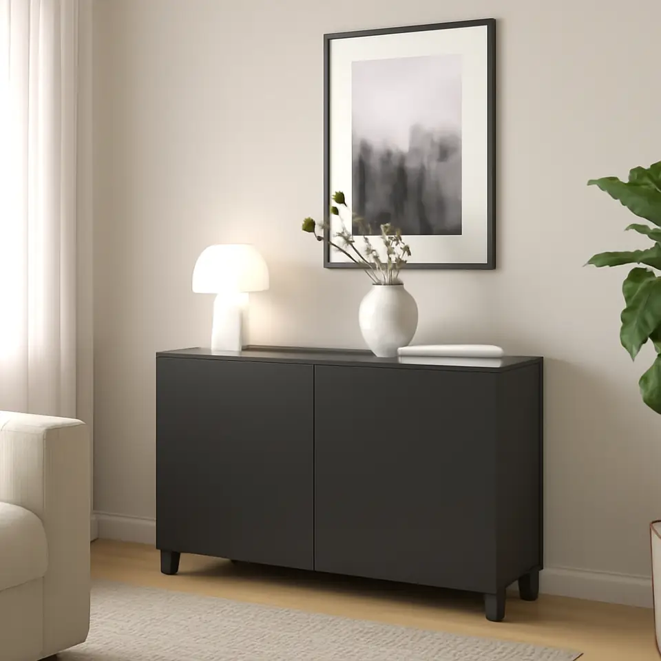 Møbelmontering BESTÅ Opbevaring med låger, mørkegrå/Lappviken/Stubbarp mørkegrå, 120x42x74 cm | Få et tilbud i dag