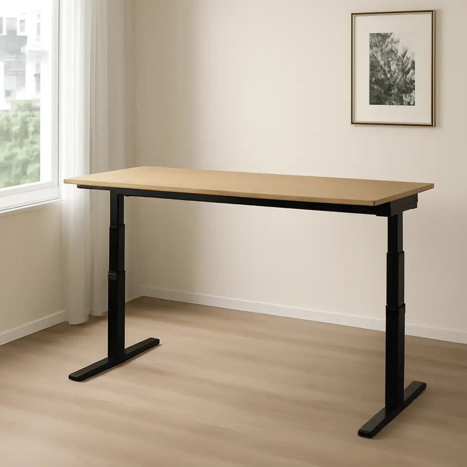 Møbelmontering MITTZON Skrivebord hæve/sænke, elektrisk egetræsfiner/sort, 160×60 cm | Samling af Møbler i Rødovre & Kbh