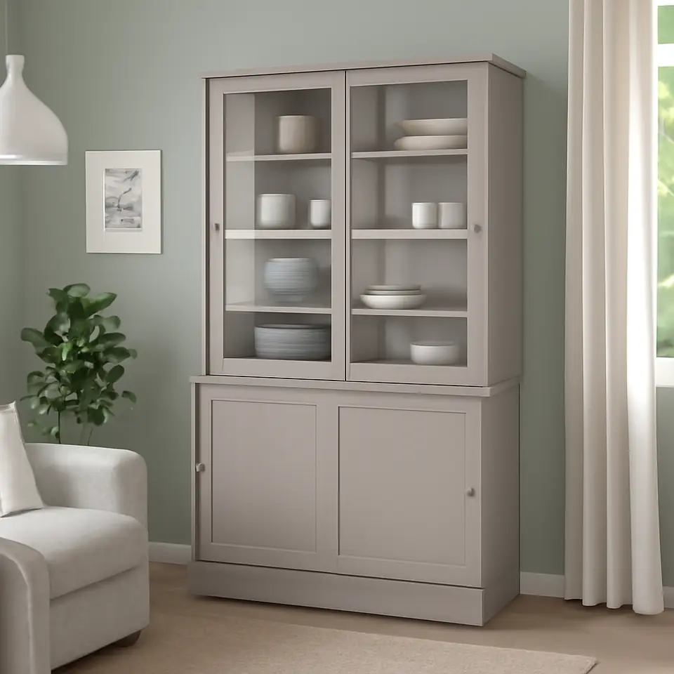 Møbelmontering HAVSTA Opbevaringskombination, skydelåger, gråbeige, 121x47x212 cm | Få et tilbud i dag