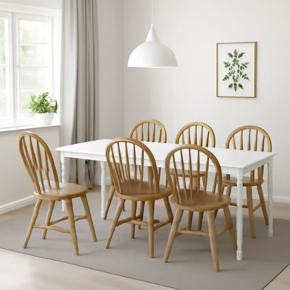 Møbelmontering DANDERYD / SKOGSTA Bord og 6 stole, hvid/akacie, 180 cm | Fast Pris i Storkøbenhavn