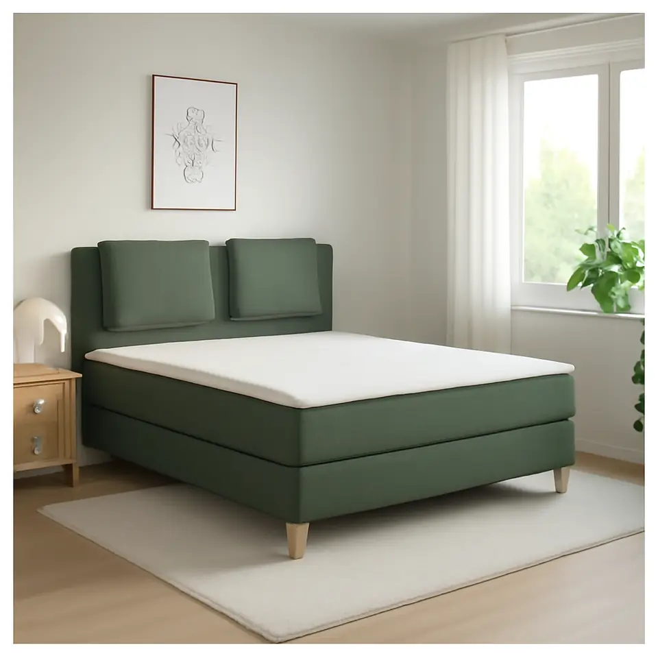 Møbelmontering LILLFJÄLLET Kontinentalseng, Valevåg fast/medium/Nisseholm Tibbleby grøn, 160×200 cm | Få et tilbud i dag