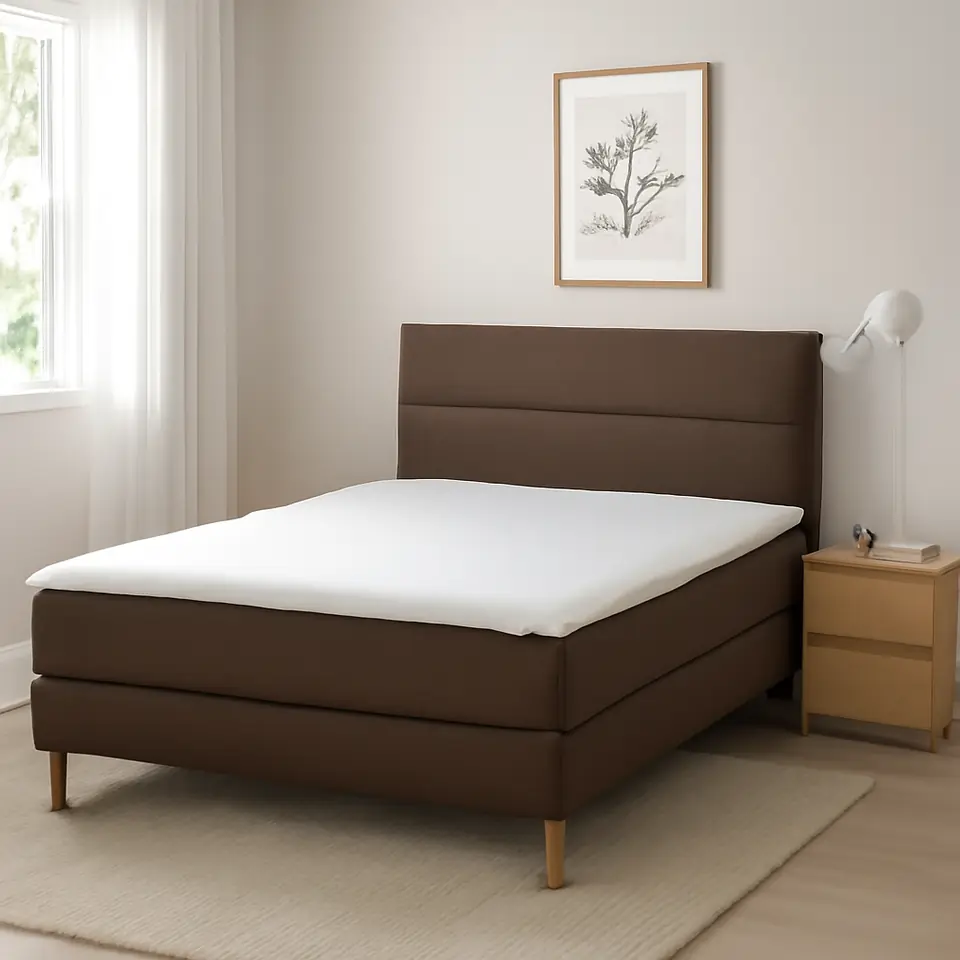Møbelmontering HEMFJÄLLET Kontinentalseng, Valevåg fast/medium/Nordberget Tonerud mørk gråbrun, 180×200 cm | Professionel Møbelmontør
