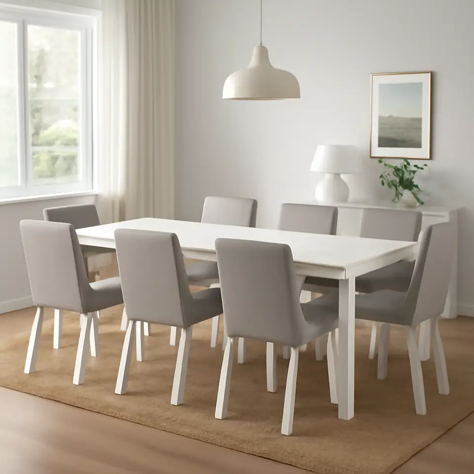 Møbelmontering TONSTAD / TONSTAD Bord og 6 stole, råhvid/Fridtuna lys beige råhvid, 200×85 cm | Få et tilbud i dag