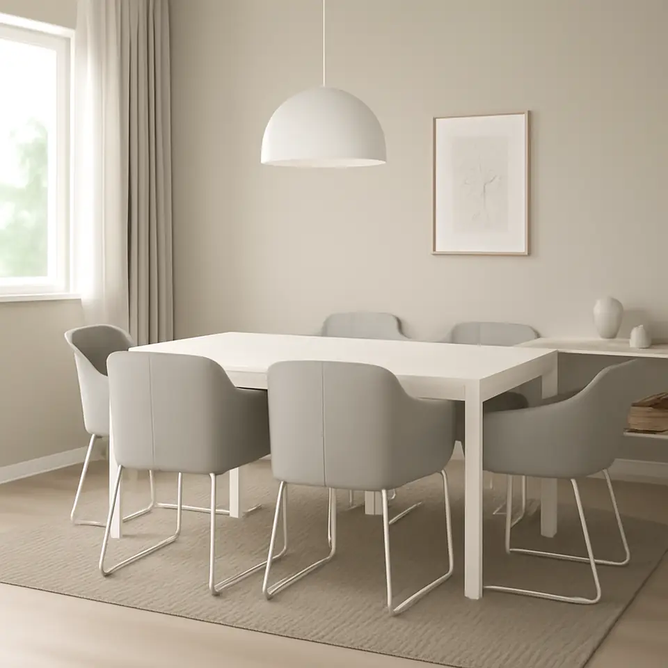 Møbelmontering TONSTAD / TOSSBERG Bord og 4 stole, råhvid/GUNNARED beige hvid, 140/196×85 cm | Samling af Møbler i Rødovre & Kbh