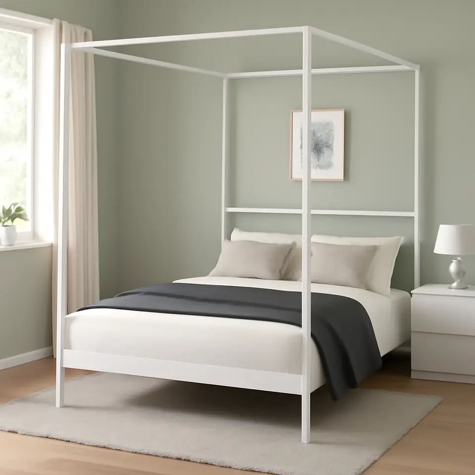 Møbelmontering VITARNA Stel t himmelseng, hvid, 140×200 cm | Billig & Hurtig i København