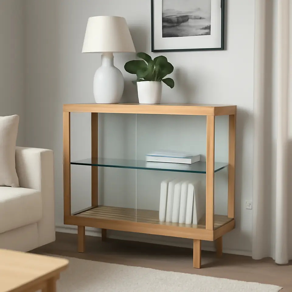 Møbelmontering STOCKHOLM 2025 Vitrineskab, egetræsfiner, 100x40x86 cm | Få et tilbud i dag
