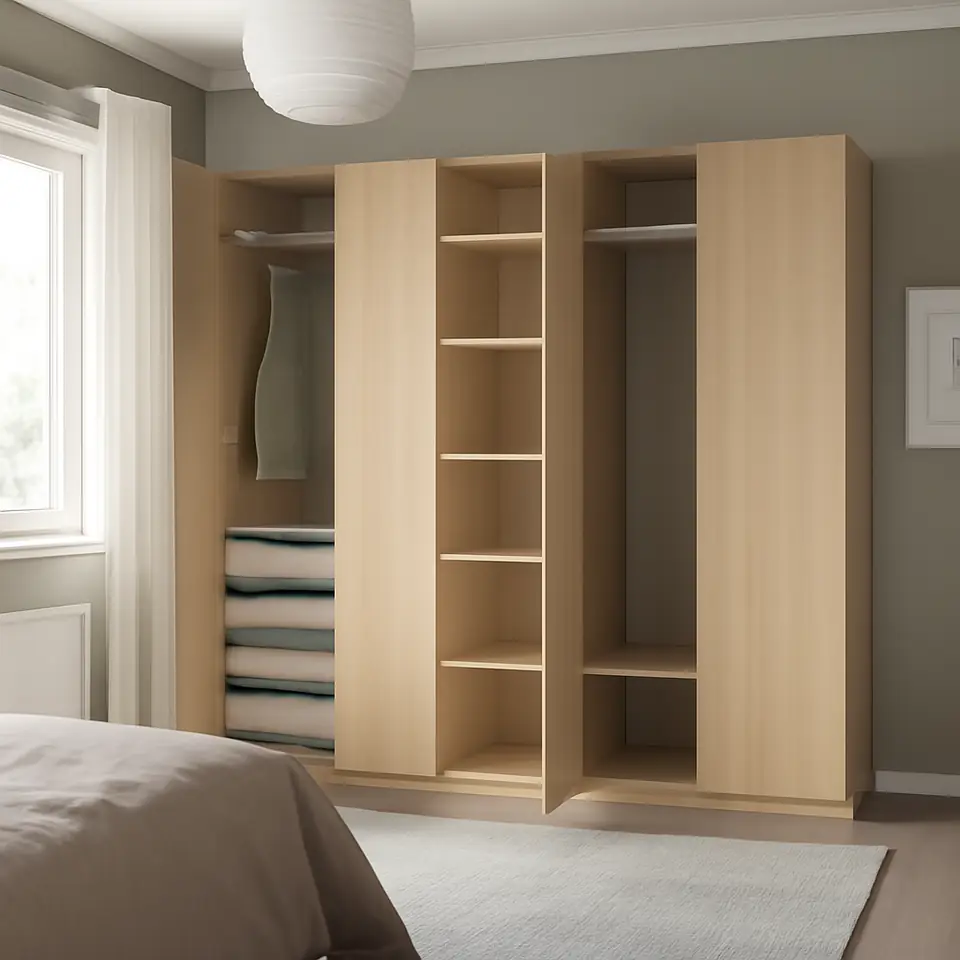 Møbelmontering PAX / FORSAND Garderobeskab, egetræsmønster med hvid bejdse/egetræsmønster med hvid bejdse, 250x60x236 cm | Fast Pris i Storkøbenhavn