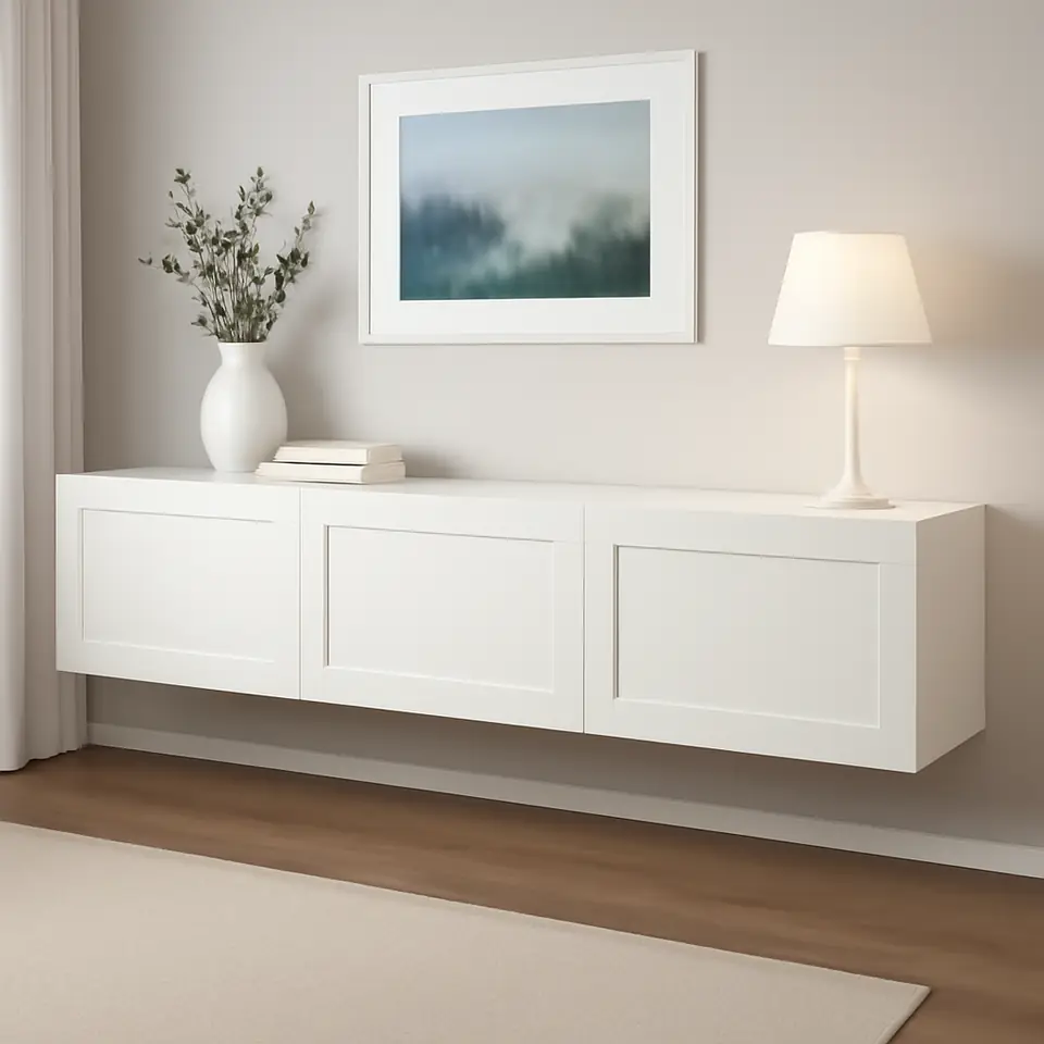 Møbelmontering BESTÅ Tv-bord med låger, hvid/Hanviken hvid, 180x42x38 cm | Samling af Møbler i Rødovre & Kbh