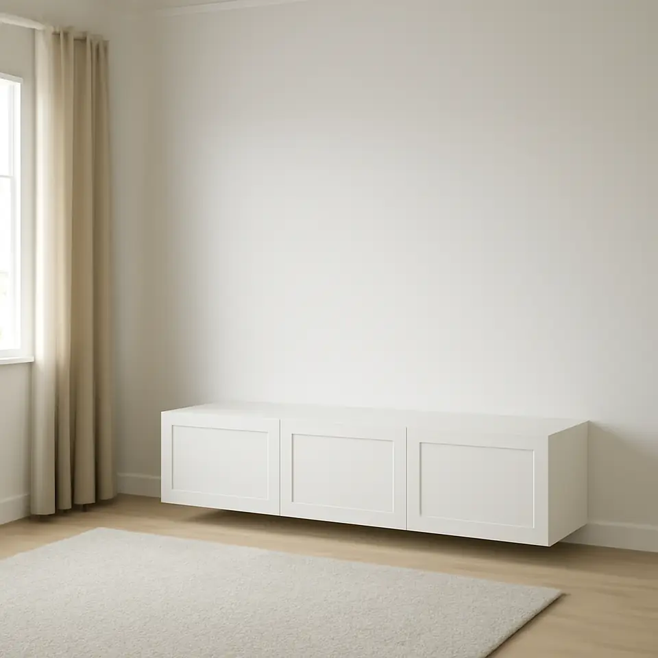 Møbelmontering BESTÅ Tv-bord med låger, hvid/Hanviken hvid, 180x42x38 cm | Samling af Møbler i Rødovre & Kbh