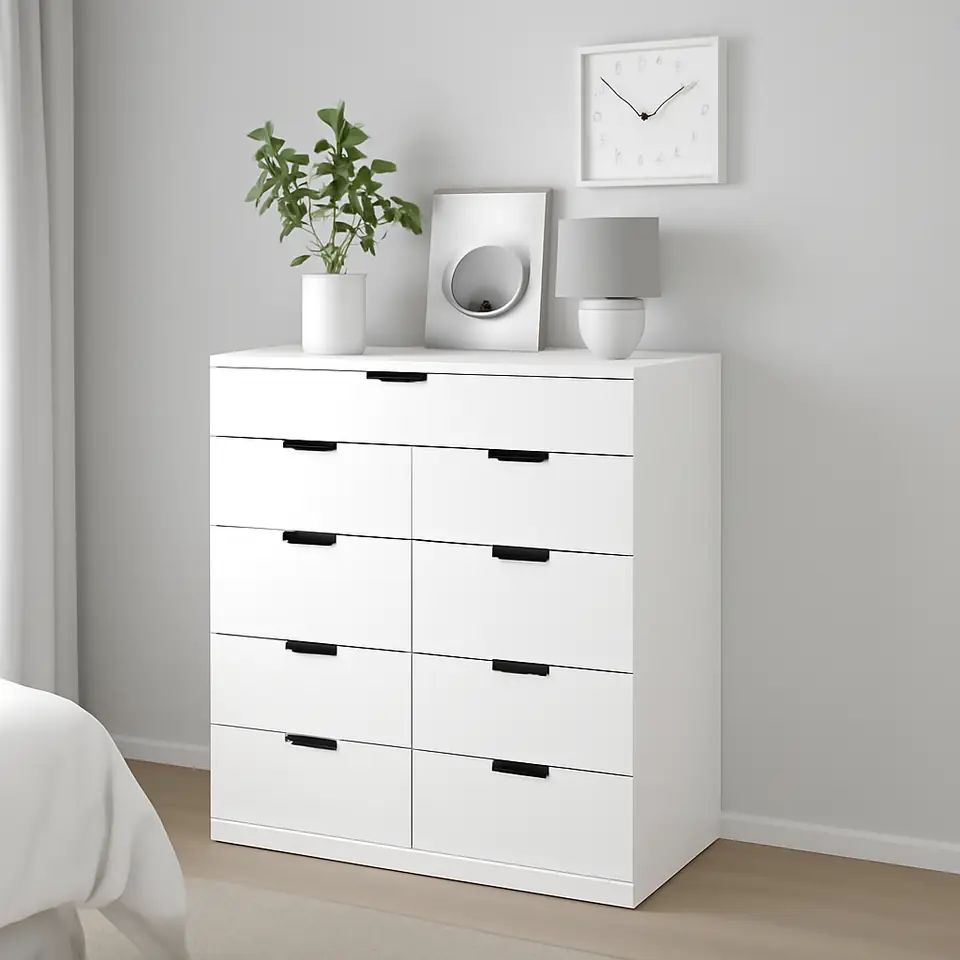 Møbelmontering NORDLI Kommode 8 skuffer, hvid, 80×99 cm | Billig & Hurtig i København