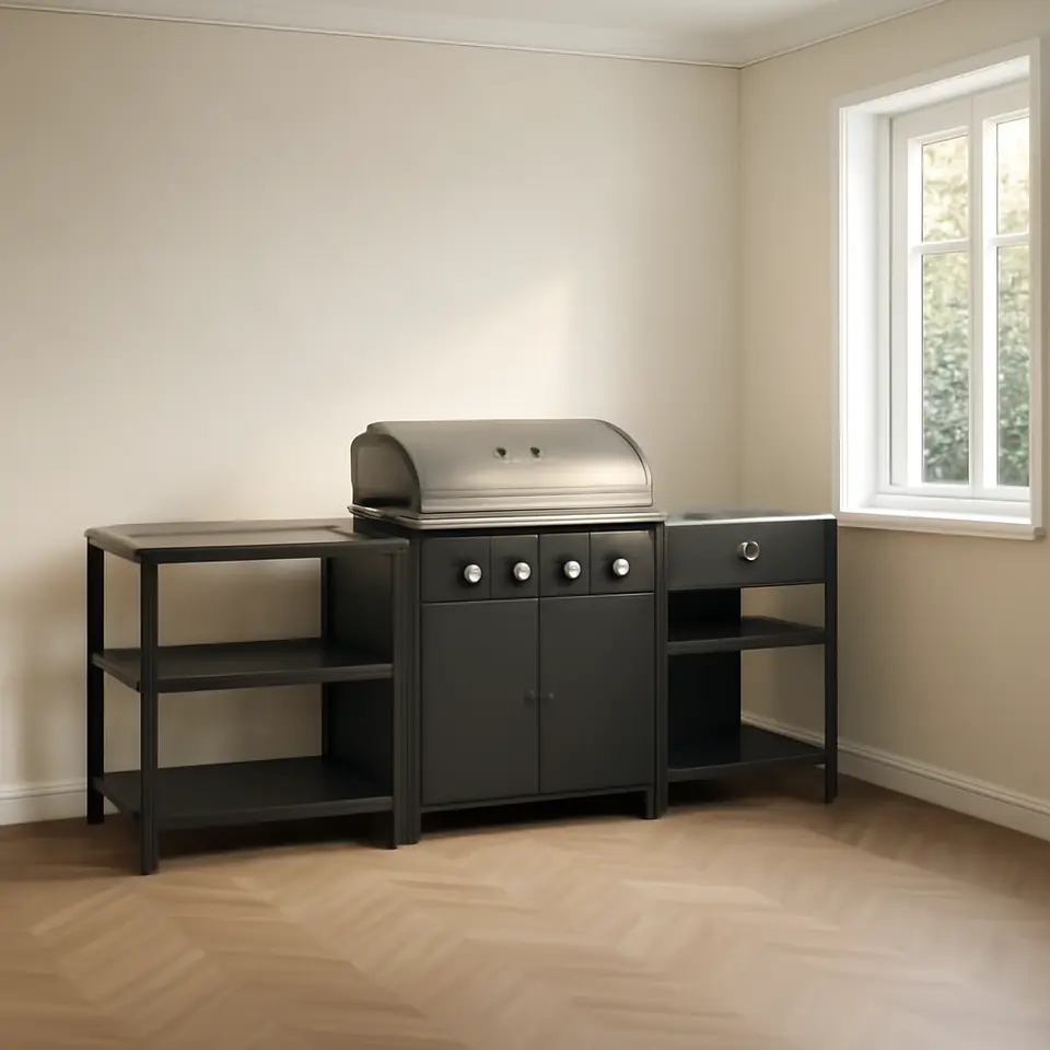 Møbelmontering GRILLSKÄR Udekøkken, gasgrill/sidebrænder/rustfrit stål, 206×61 cm | Fast Pris i Storkøbenhavn