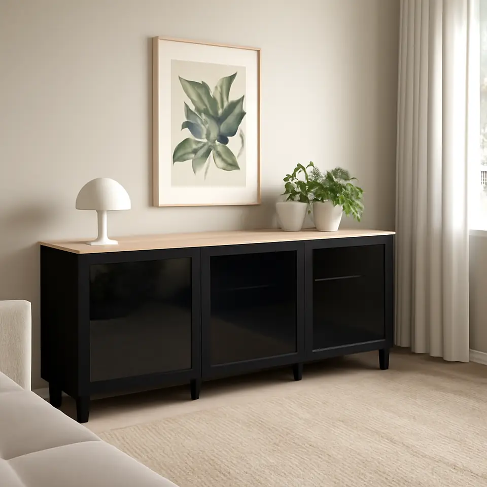 Møbelmontering BESTÅ Opbevaring med låger, sort/Sindvik/Stubbarp sort, 180x42x76 cm | Fast Pris i Storkøbenhavn