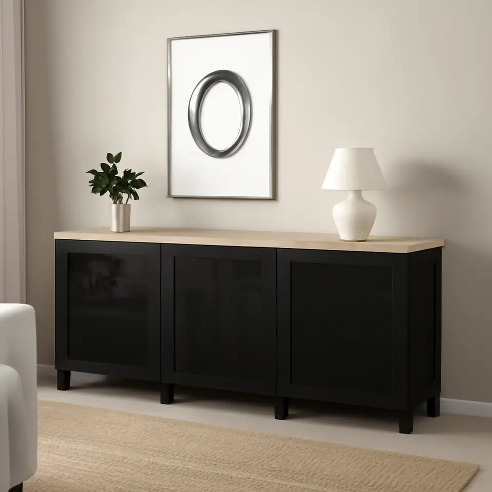 Møbelmontering BESTÅ Opbevaring med låger, sort/Sindvik/Stubbarp sort, 180x42x76 cm | Professionel Møbelmontør