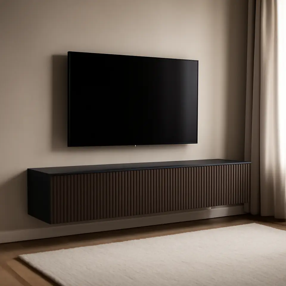 Møbelmontering BESTÅ Tv-bord med låger, sortbrun Björköviken/brun egetræsfiner med bejdse, 180x42x38 cm | Professionel Møbelmontør