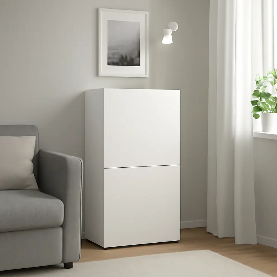 Møbelmontering BESTÅ Reol med døre, hvid Lappviken/hvid, 60x42x129 cm | Få et tilbud i dag