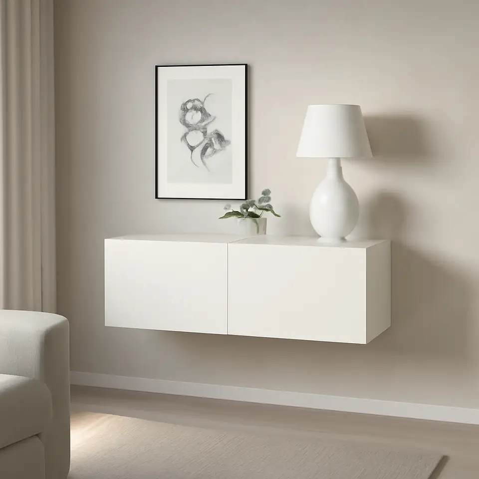 Møbelmontering BESTÅ Vægmonteret skabskombination, hvid/Lappviken hvid, 120x42x38 cm | Samling af Møbler i Rødovre & Kbh