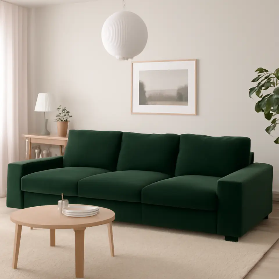 Møbelmontering VIMLE 3-pers. sofa, med brede armlæn/Djuparp mørkegrøn | Billig & Hurtig i København
