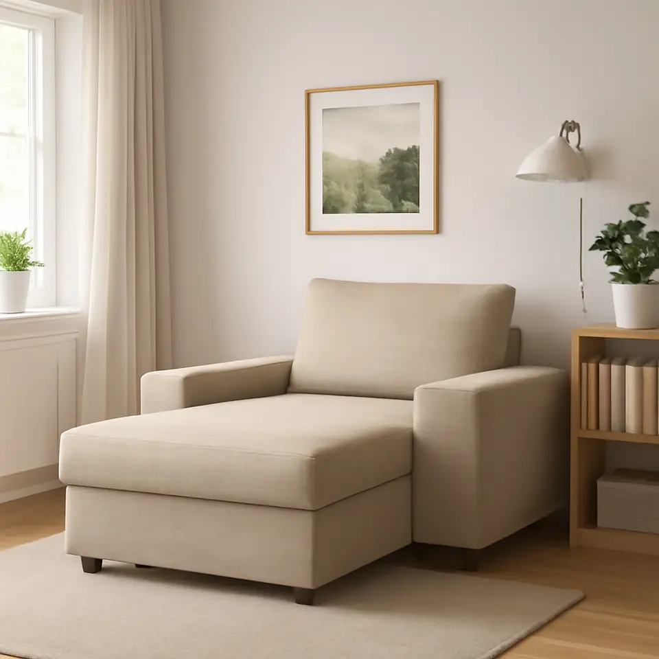 Møbelmontering VIMLE Chaiselong, med brede armlæn/Hillared beige | Professionel Møbelmontør