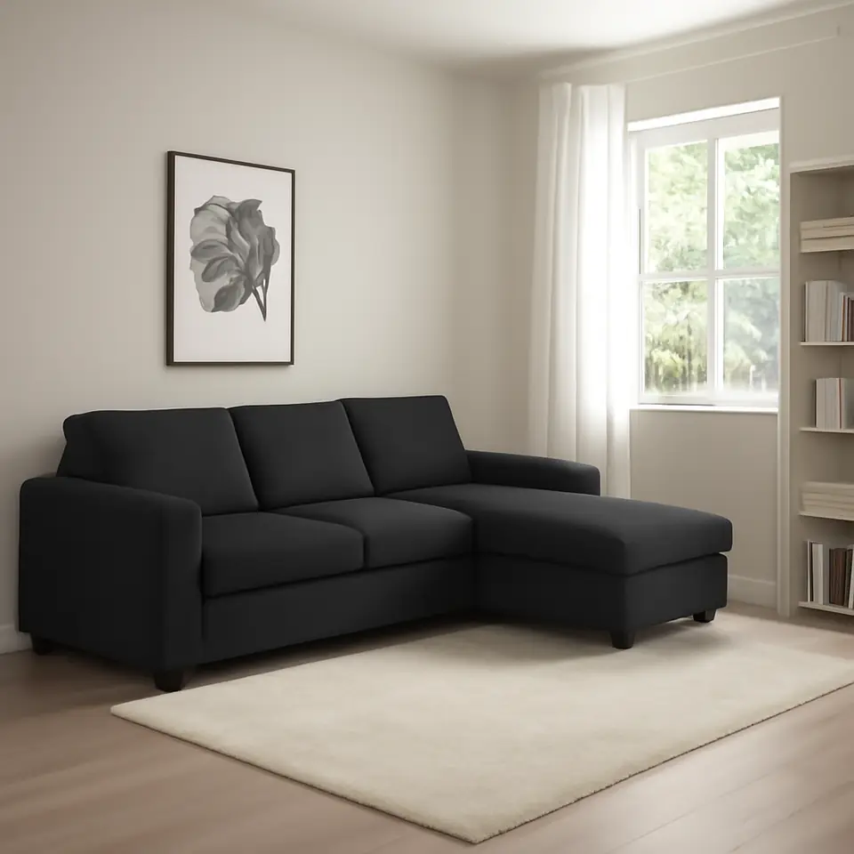 Møbelmontering VIMLE 3-pers. sofa med chaiselong, med brede armlæn/Hillared antracit | Fast Pris i Storkøbenhavn