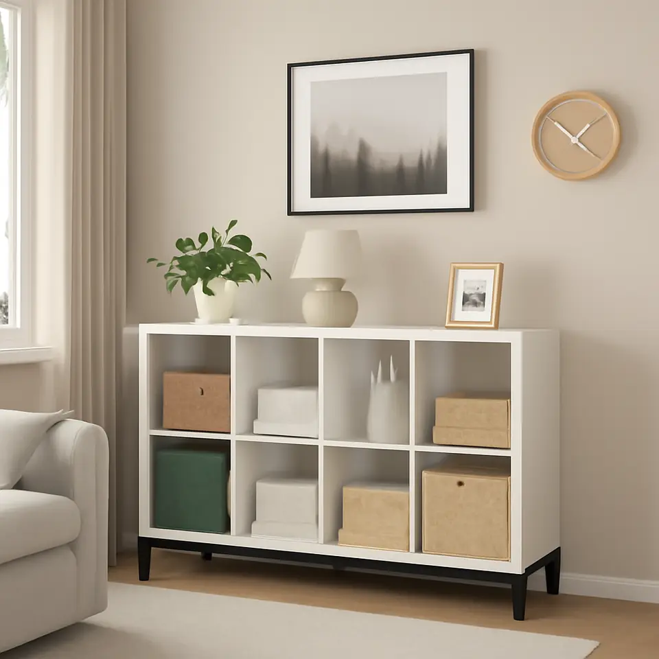 Møbelmontering KALLAX Reol med understel, hvid/sort, 147×94 cm | Samling af Møbler i Rødovre & Kbh
