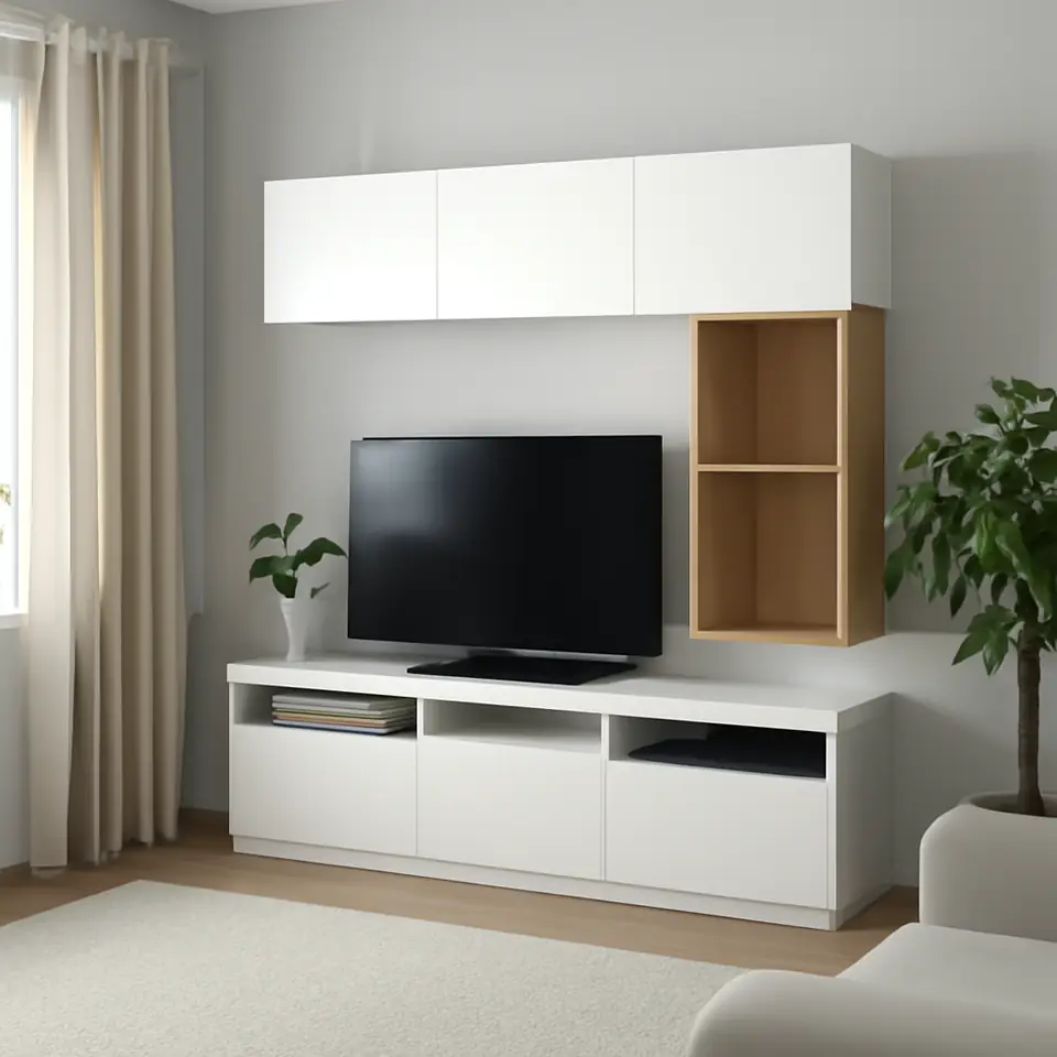 Møbelmontering BESTÅ / EKET Tv-bord, hvid/Lappviken hvid, 180x42x166 cm | Få et tilbud i dag