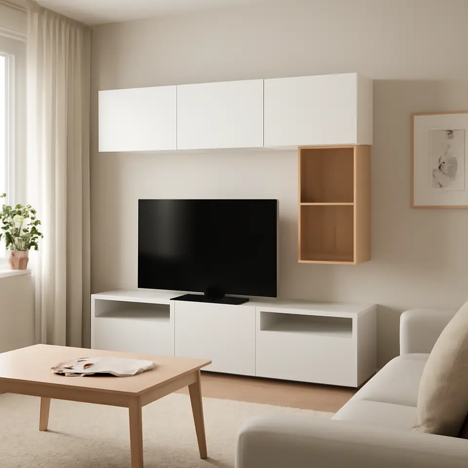 Møbelmontering BESTÅ / EKET Tv-bord, hvid/Lappviken hvid, 180x42x166 cm | Samling af Møbler i Rødovre & Kbh
