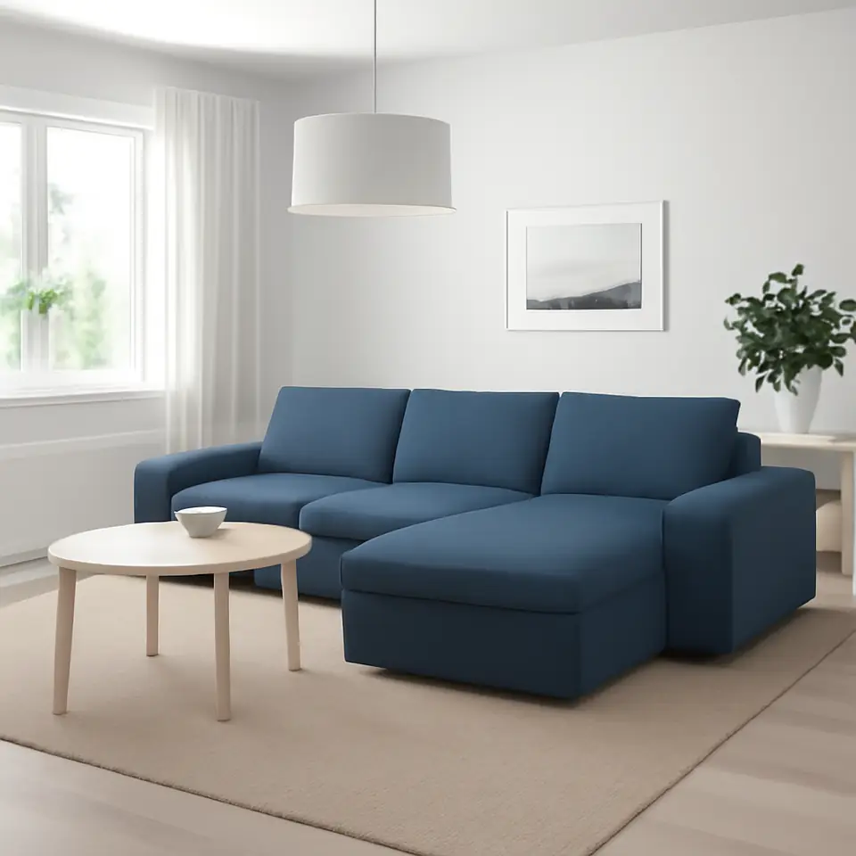 Møbelmontering KIVIK 3-pers. sofa med chaiselong, Gunnared blå | Professionel Møbelmontør