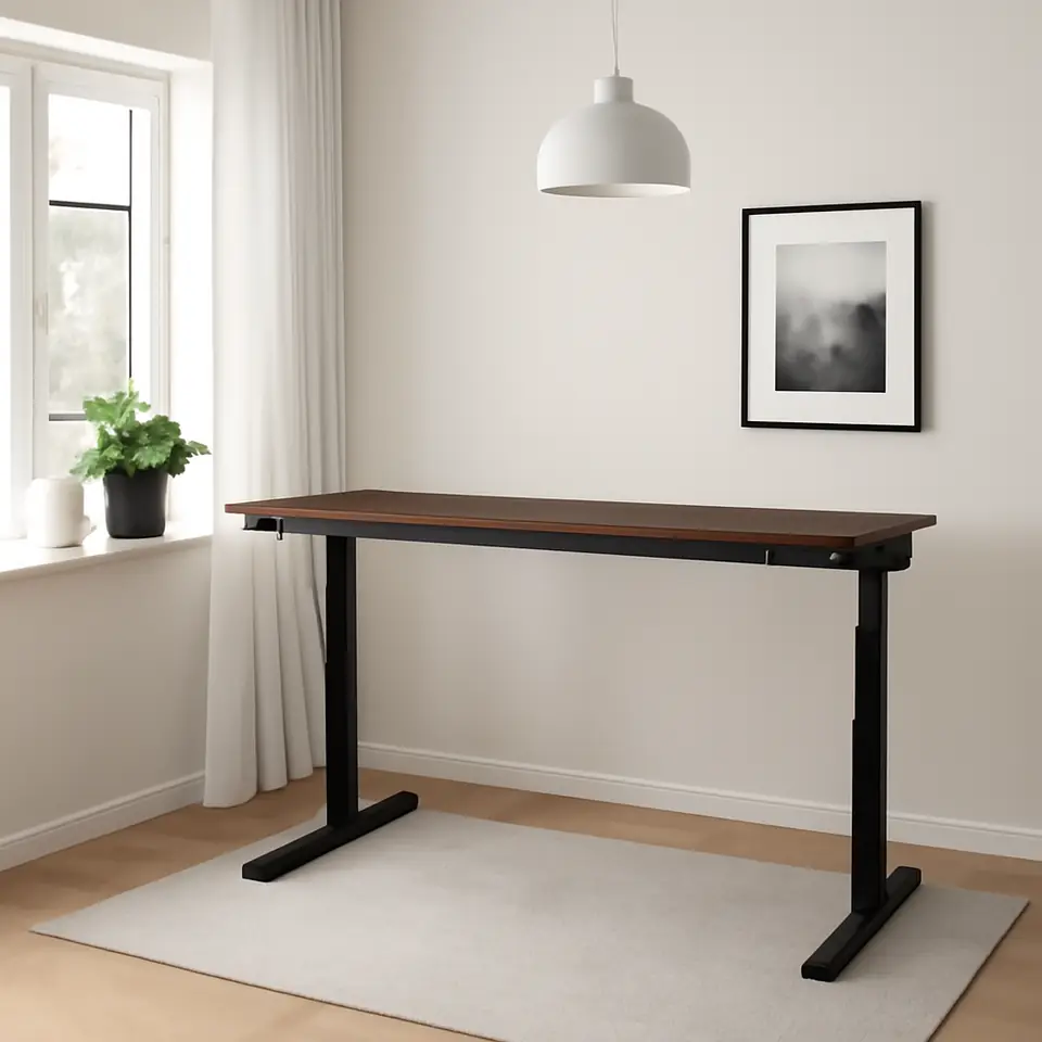 Møbelmontering MITTZON Skrivebord hæve/sænke, elektrisk valnøddetræsfiner/sort, 160×60 cm | Fast Pris i Storkøbenhavn