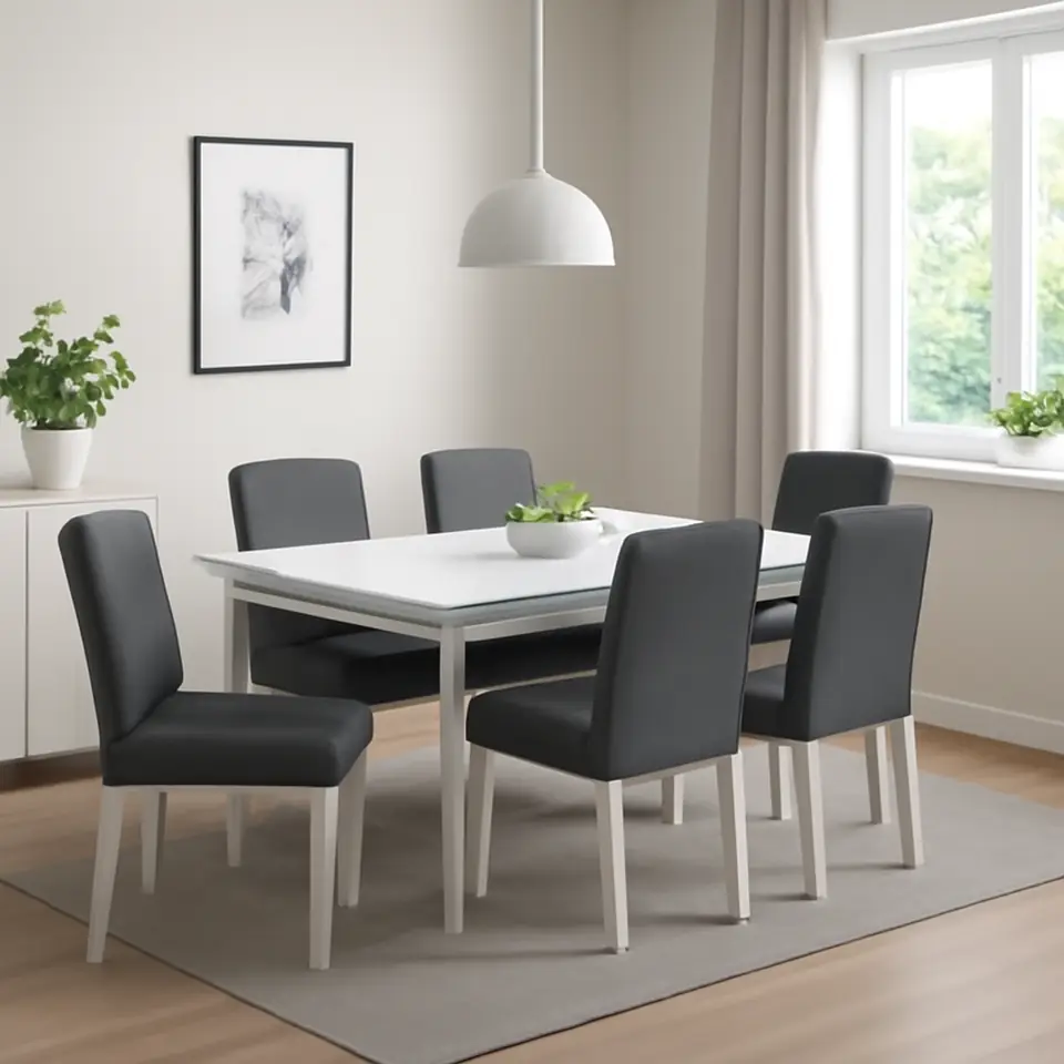 Møbelmontering DANDERYD / BERGMUND Bord og 6 stole, hvid/GUNNARED mellemgrå, 180 cm | Fast Pris i Storkøbenhavn