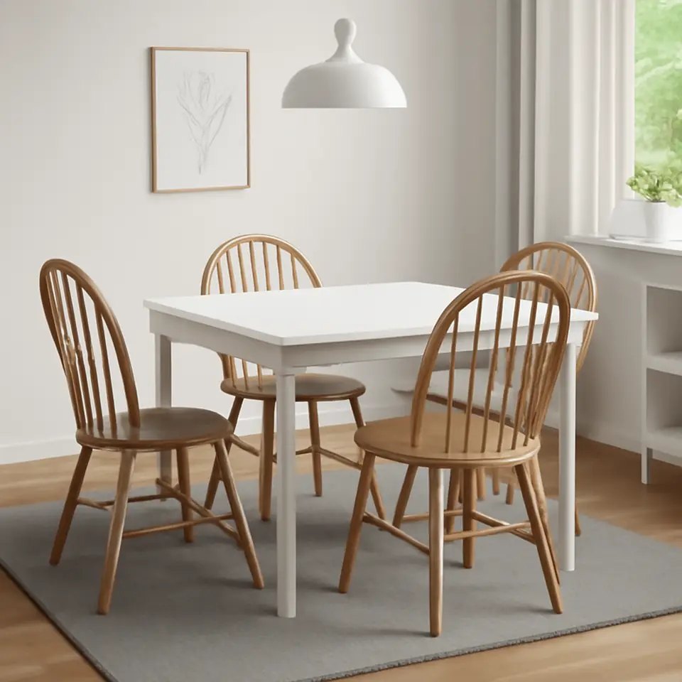 Møbelmontering DANDERYD / SKOGSTA Bord og 4 stole, hvid/akacie, 130 cm | Professionel Møbelmontør