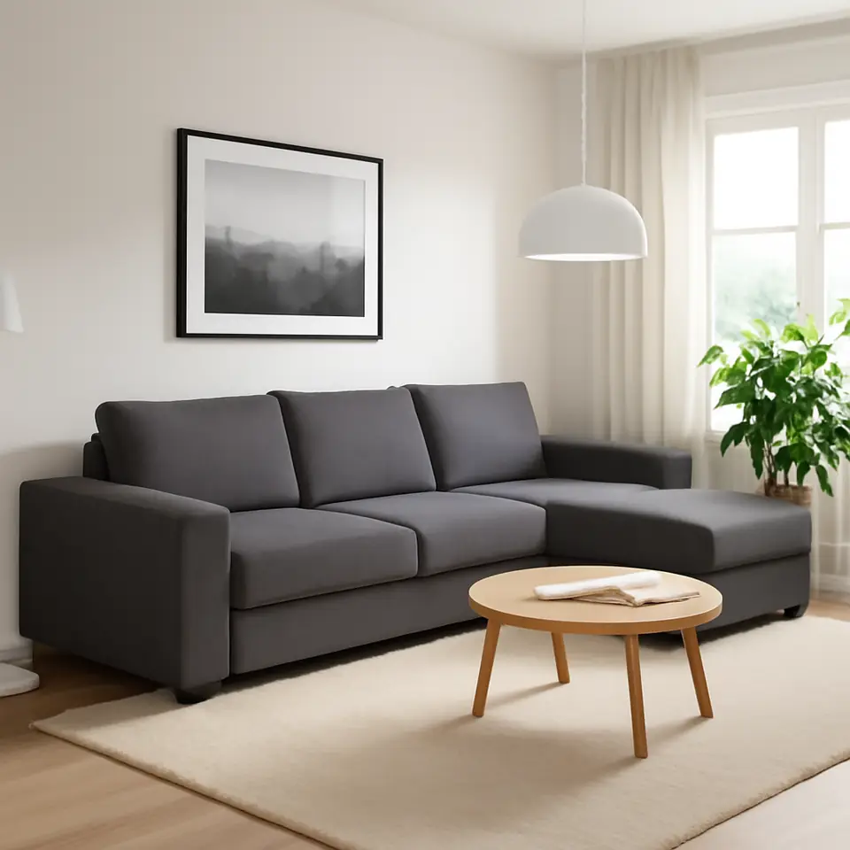 Møbelmontering VIMLE 3-pers. sovesofa med chaiselong, med brede armlæn Gunnared/mellemgrå | Samling af Møbler i Rødovre & Kbh