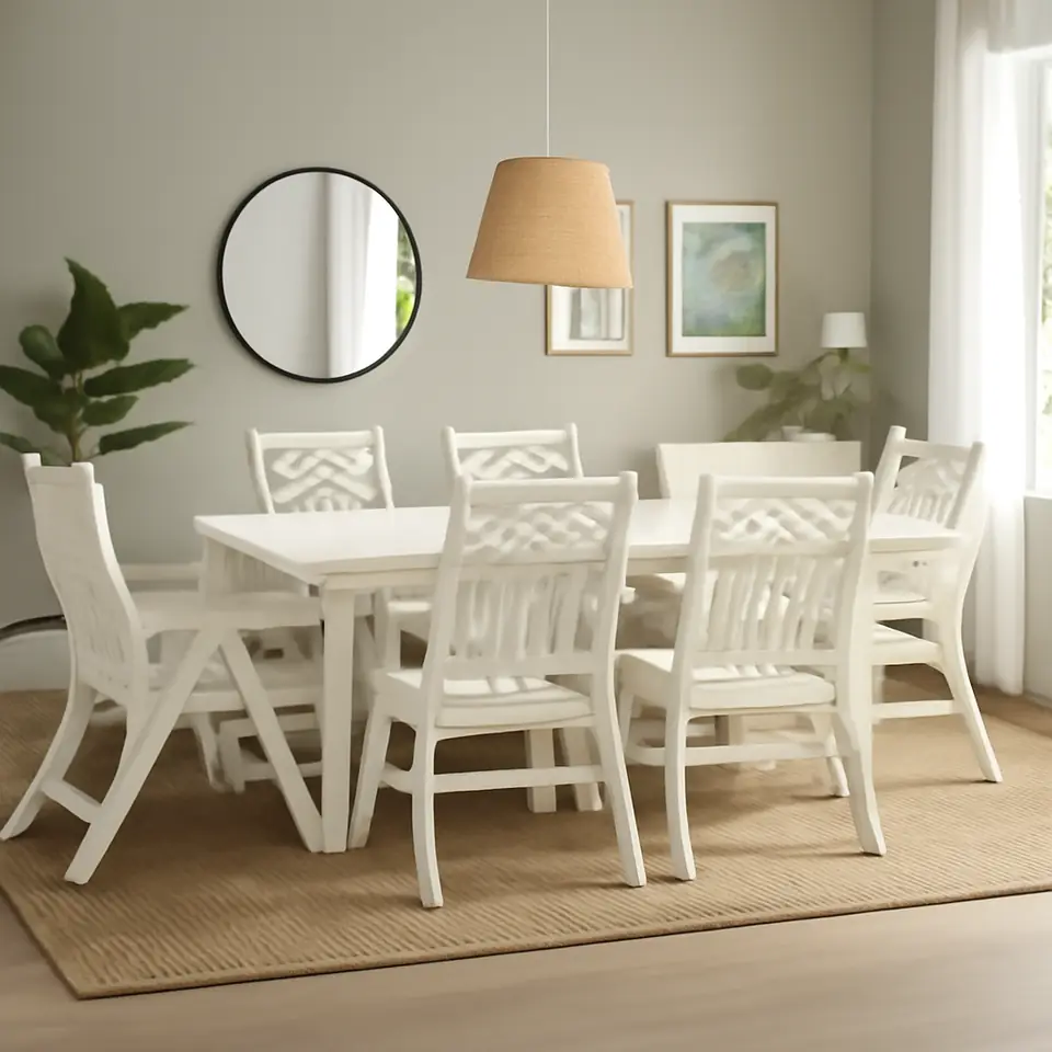 Møbelmontering BONDHOLMEN Bord+6 hvilestole, ude, hvid/beige | Professionel Møbelmontør