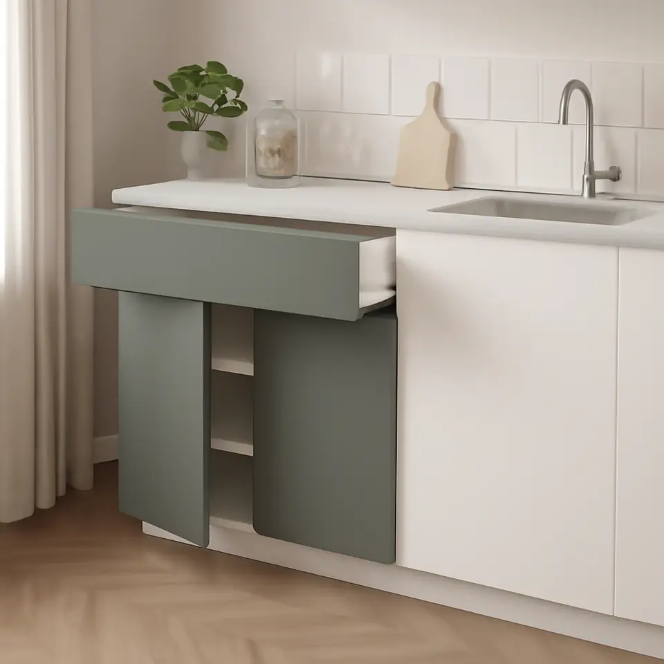Møbelmontering METOD / MAXIMERA Underskab med skuffe/2 låger, hvid/Nickebo mat grå-grøn, 80×60 cm | Fast Pris i Storkøbenhavn