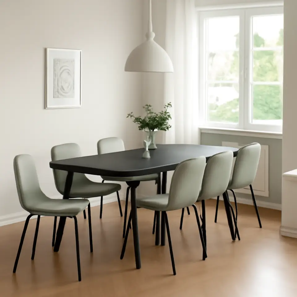 Møbelmontering LISABO / KARLPETTER Bord og 6 stole, sort/GUNNARED lysegrøn sort, 200×78 cm | Samling af Møbler i Rødovre & Kbh