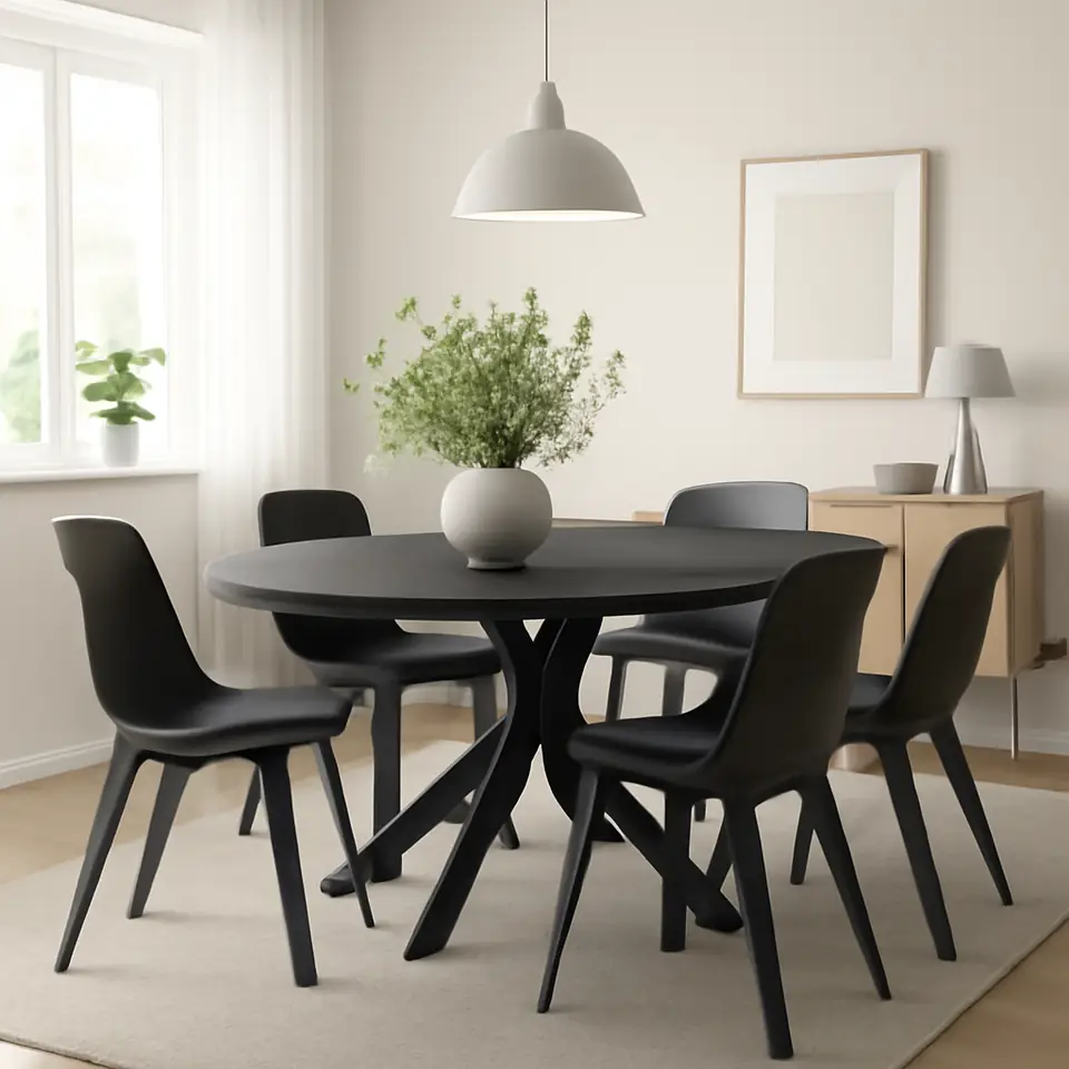 Møbelmontering MARIEDAMM / ODGER Bord og 4 stole, sort marmormønstret/antracit, 180×100 cm | Billig & Hurtig i København