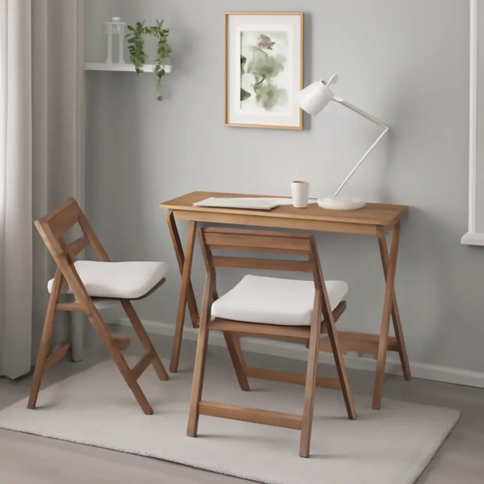 Møbelmontering NÄMMARÖ Bord og 2 klapstole, udendørs, kan klappes sammen lysebrun med bejdse/Frösön/Duvholmen beige, 108×37 cm | Fast Pris i Storkøbenhavn