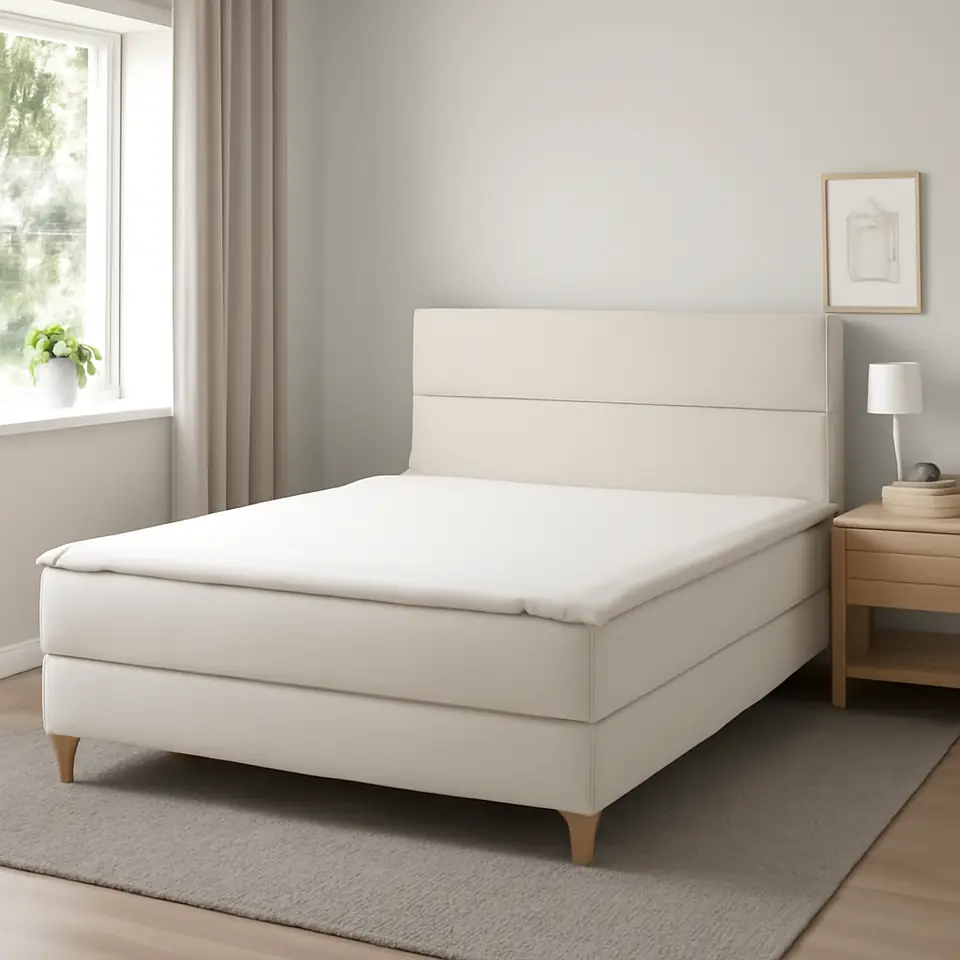 Møbelmontering HEMFJÄLLET Kontinentalseng, Vesteröy medium/Nisseholm Odensvi lys beige, 160×200 cm | Billig & Hurtig i København