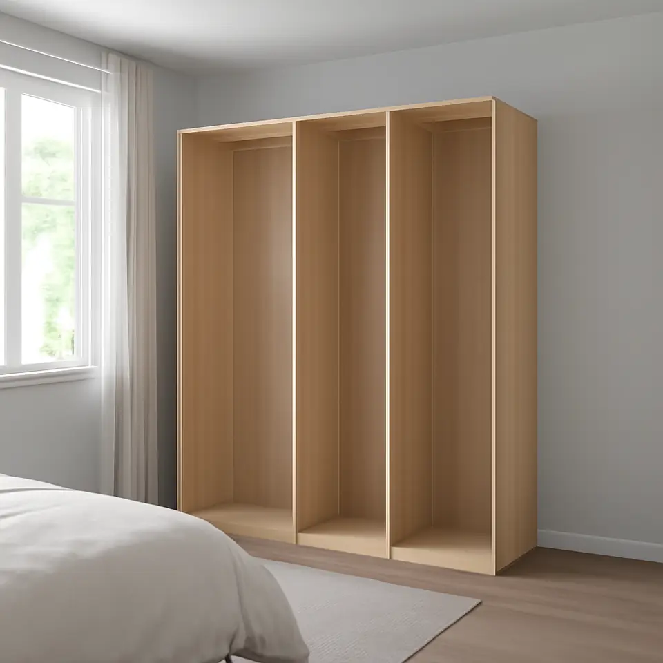 Møbelmontering PAX 3 garderobestel, egetræsmønster med hvid bejdse, 200x58x236 cm | Få et tilbud i dag