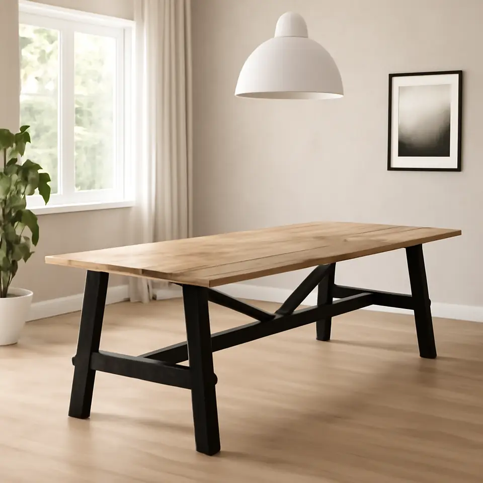 Møbelmontering SKOGSTA Spisebord, akacie/sort, 235×100 cm | Få et tilbud i dag