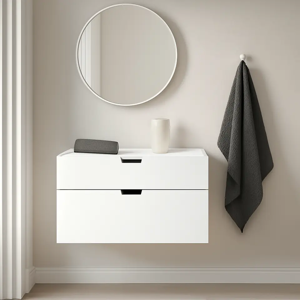 Møbelmontering NORDLI Modulopbygget kommode med 2 skuffer, hvid, 80×23 cm | Samling af Møbler i Rødovre & Kbh