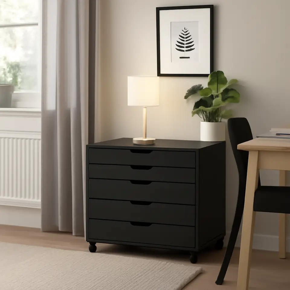Møbelmontering ALEX Skuffeelement med hjul, sortbrun, 67×66 cm | Fast Pris i Storkøbenhavn