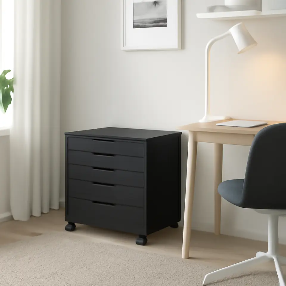 Møbelmontering ALEX Skuffeelement med hjul, sortbrun, 67×66 cm | Samling af Møbler i Rødovre & Kbh