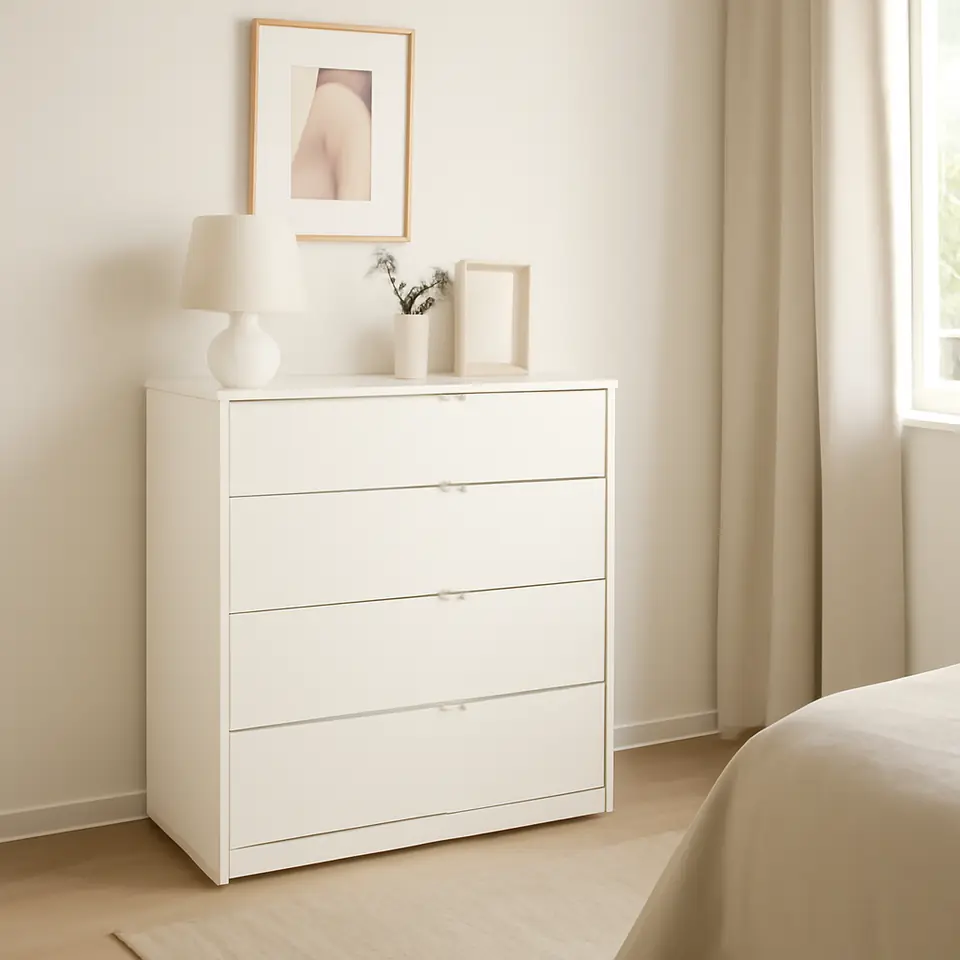 Møbelmontering TONSTAD Kommode 4 skuffer, råhvid, 82x47x91 cm | Samling af Møbler i Rødovre & Kbh